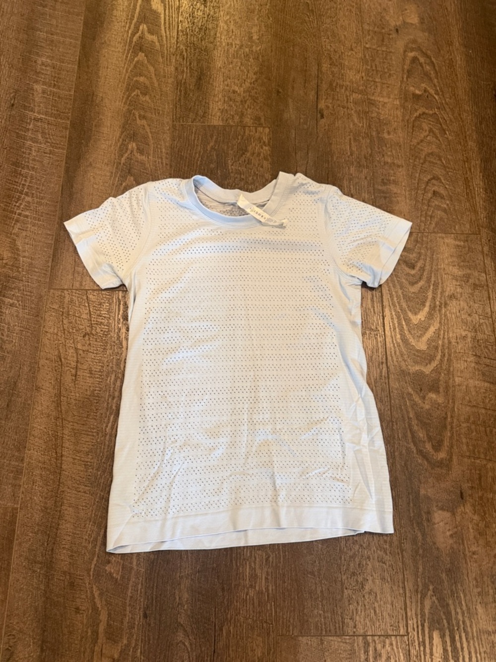 lululemon athletica Light Blue Perforated Short Sleeve Top